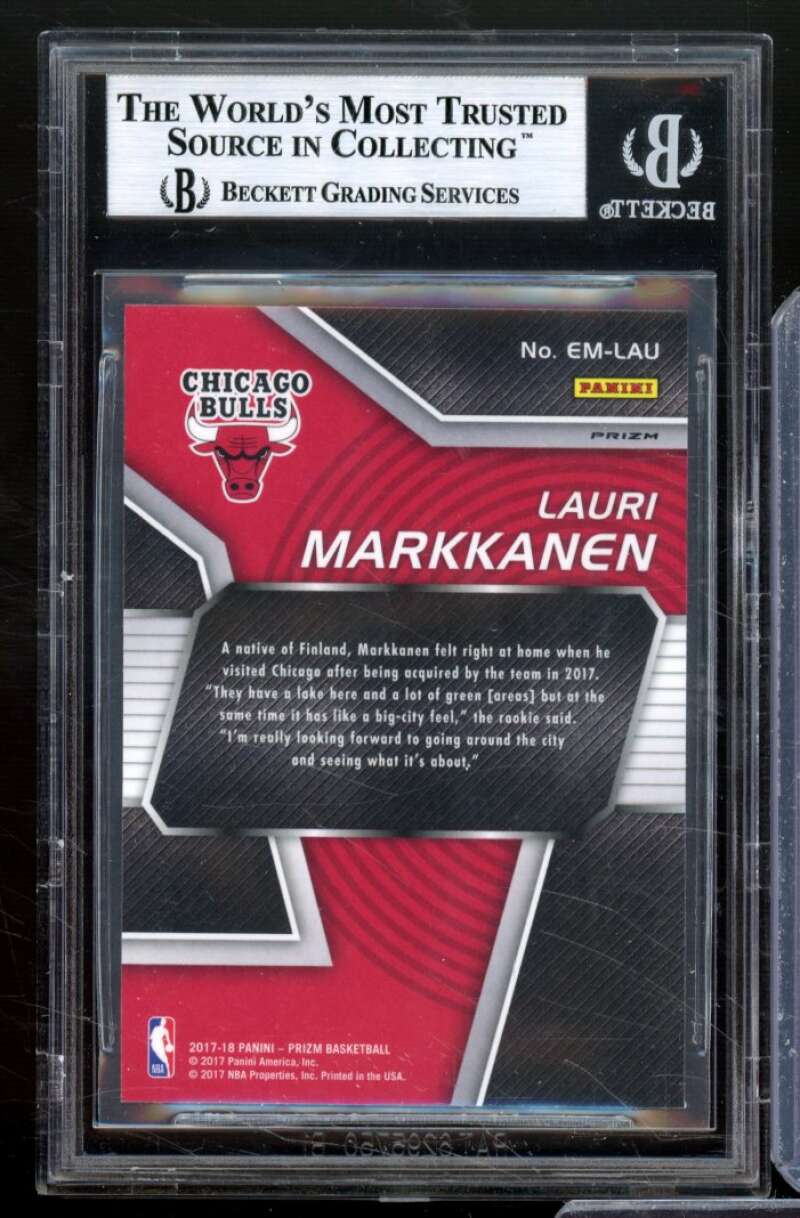 Lauri Markkanen Rookie Card 2017-18 Panini Prizm Emergent Green #7 BGS 9 Image 2