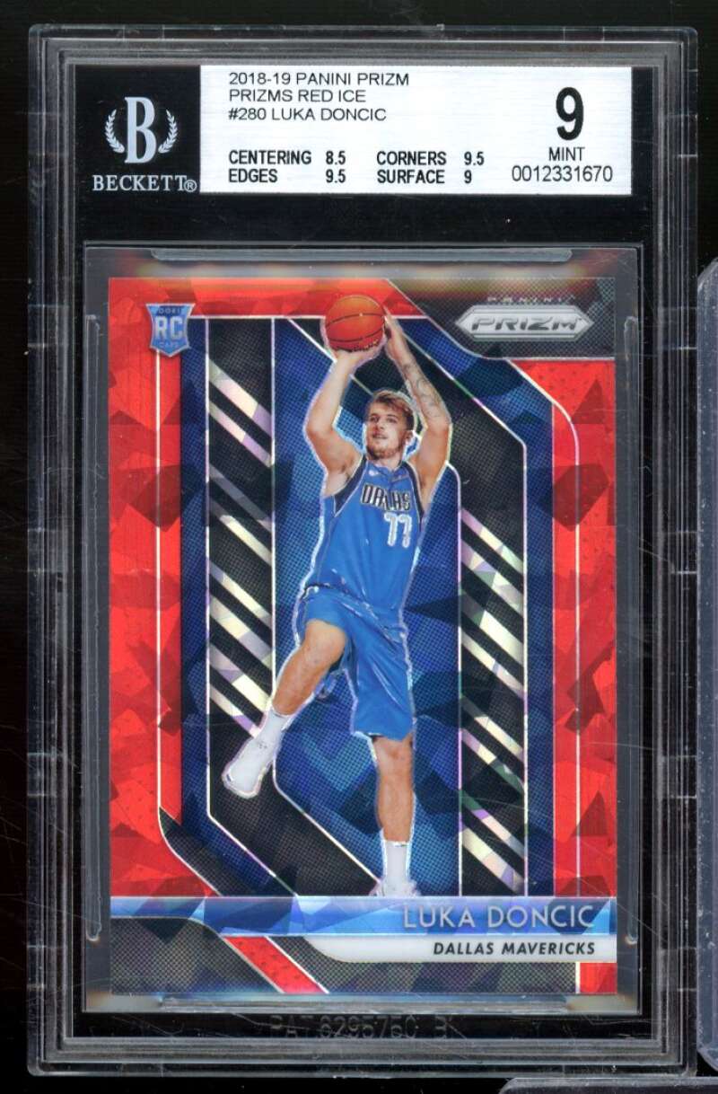 Luka Doncic Rookie Card 2018-19 Panini Prizm Prizms Red Ice #280 BGS 9 Image 1