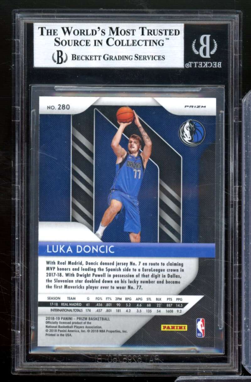 Luka Doncic Rookie Card 2018-19 Panini Prizm Prizms Red Ice #280 BGS 9 Image 2