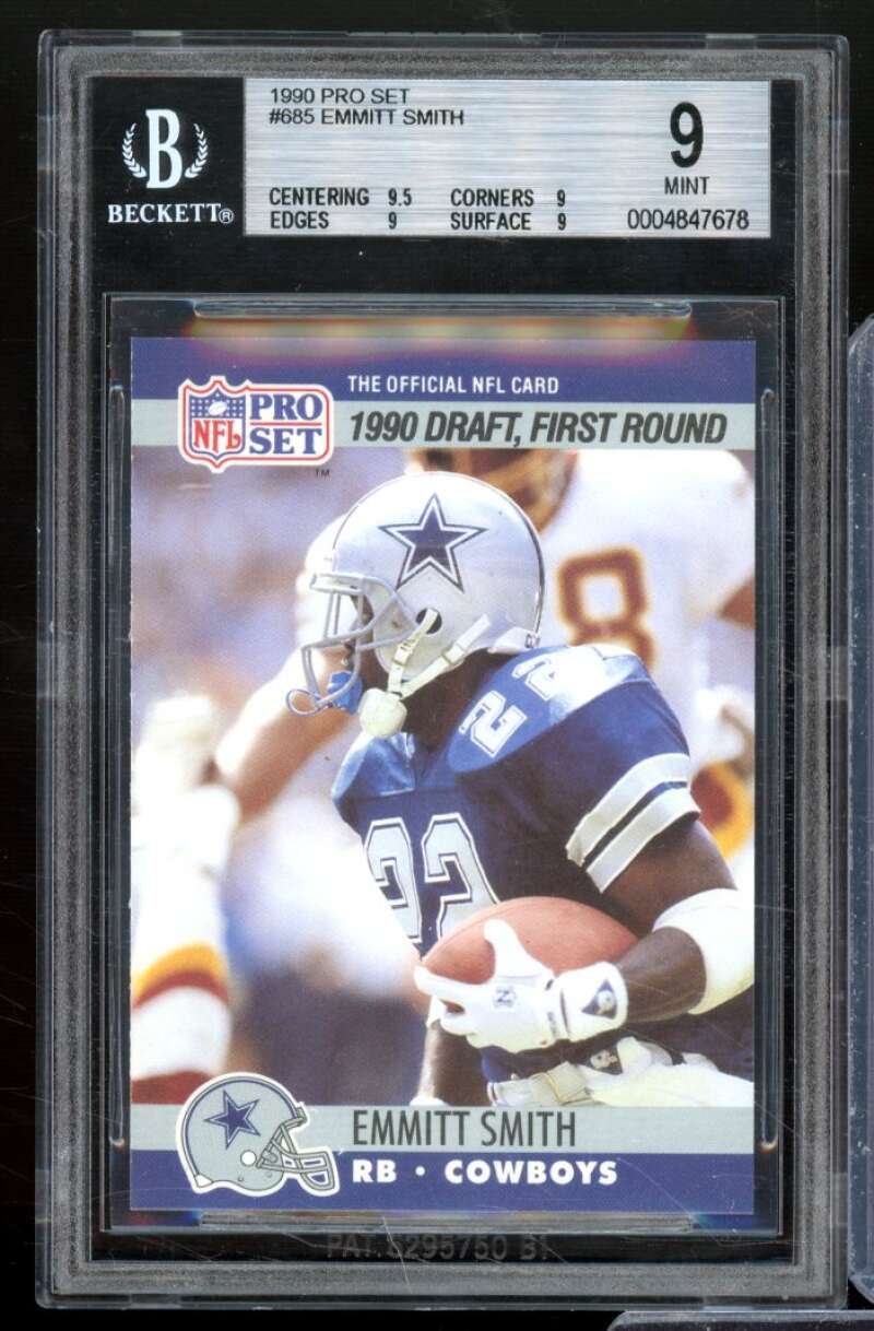 Emmitt Smith Rookie Card 1990 Pro Set #685 BGS 9 Image 1