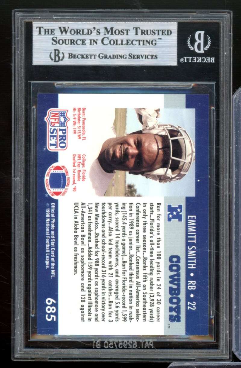 Emmitt Smith Rookie Card 1990 Pro Set #685 BGS 9 Image 2