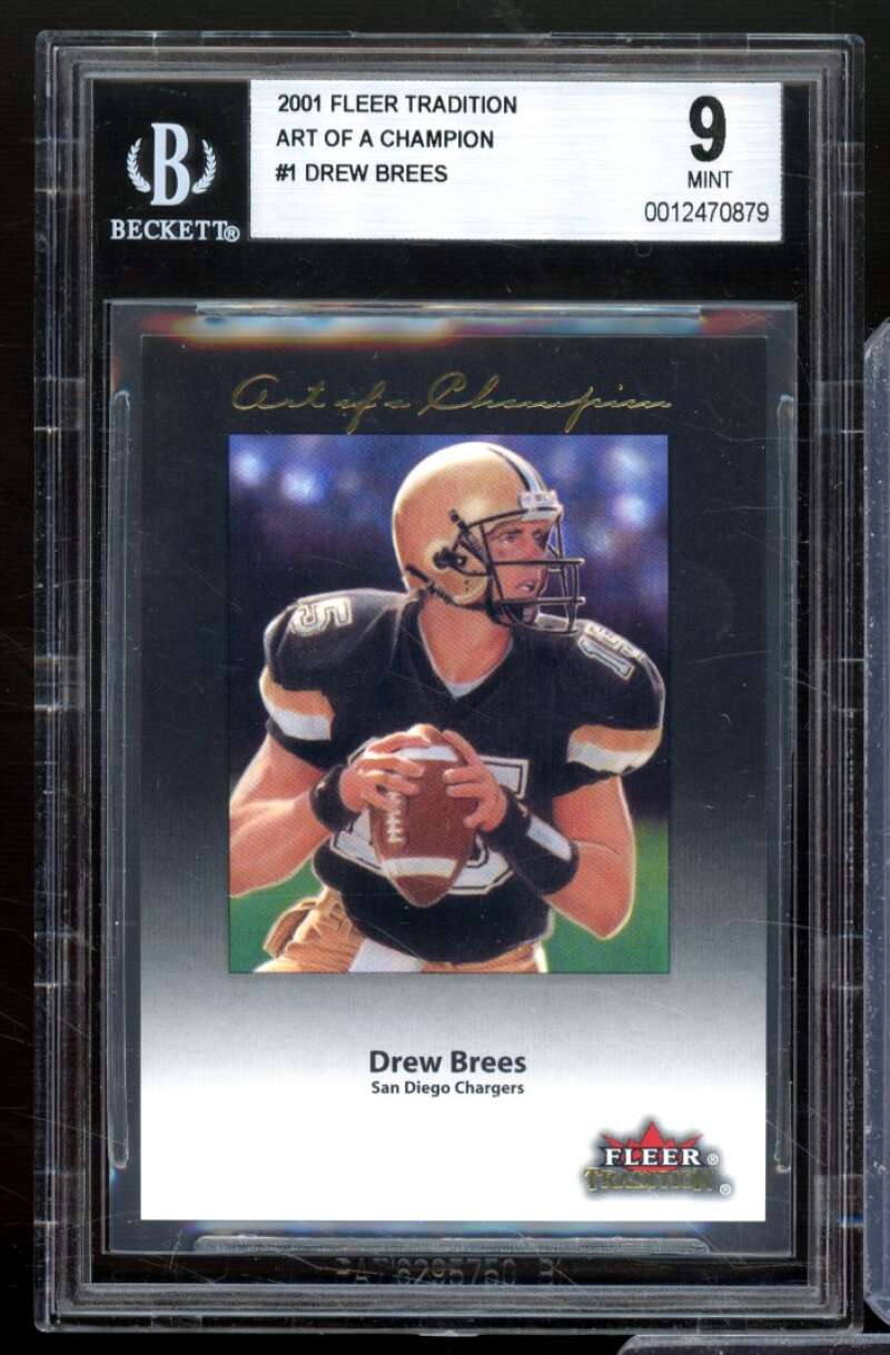 Drew Brees Card 2001 Fleer Tradition Art Of A Champion #1 BGS 9 Image 1