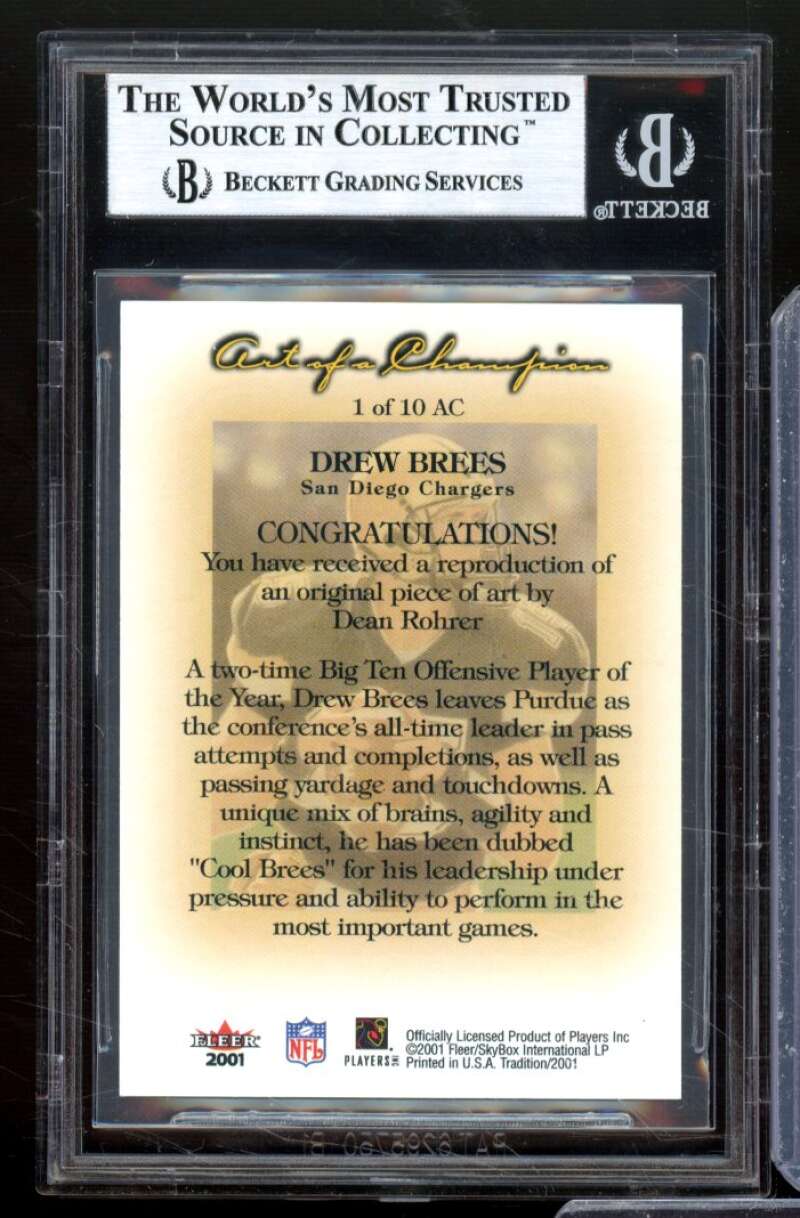 Drew Brees Card 2001 Fleer Tradition Art Of A Champion #1 BGS 9 Image 2