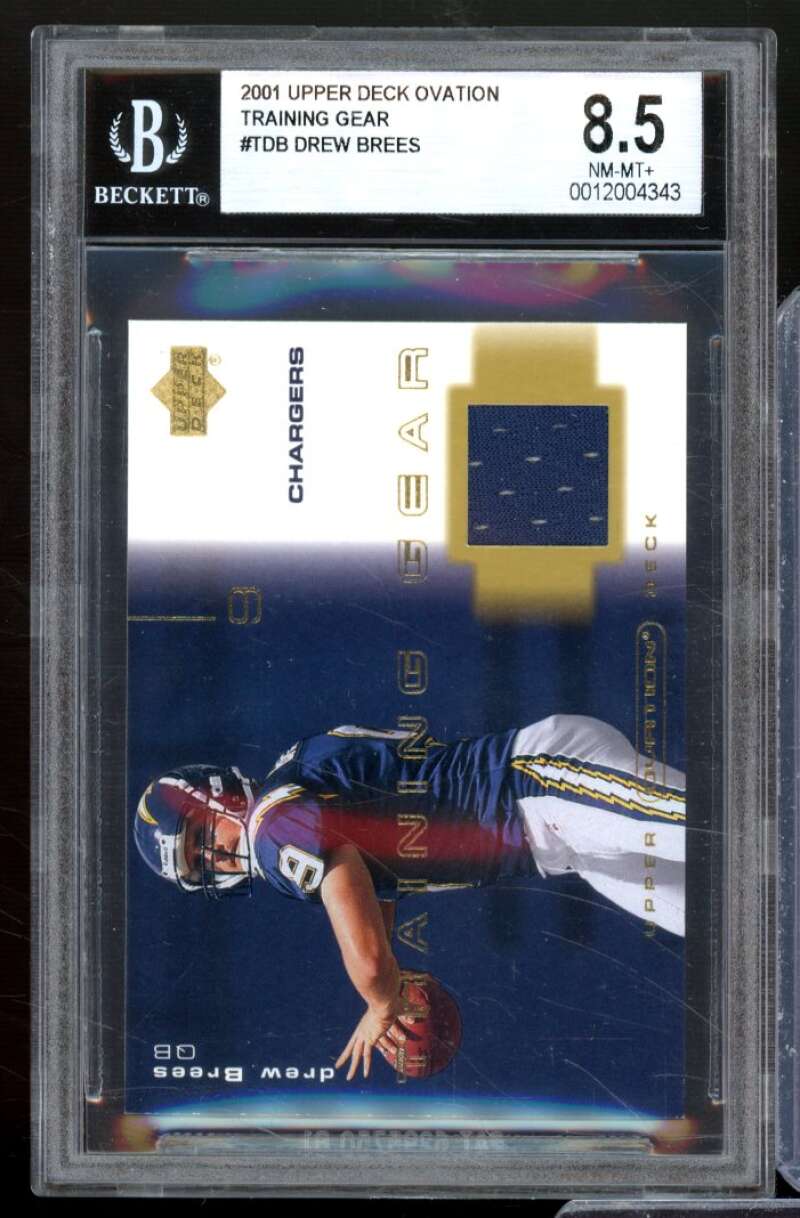 Drew Brees Rookie Card 2001 Upper Deck Ovation Training Gear #TDB BGS 8.5 Image 1