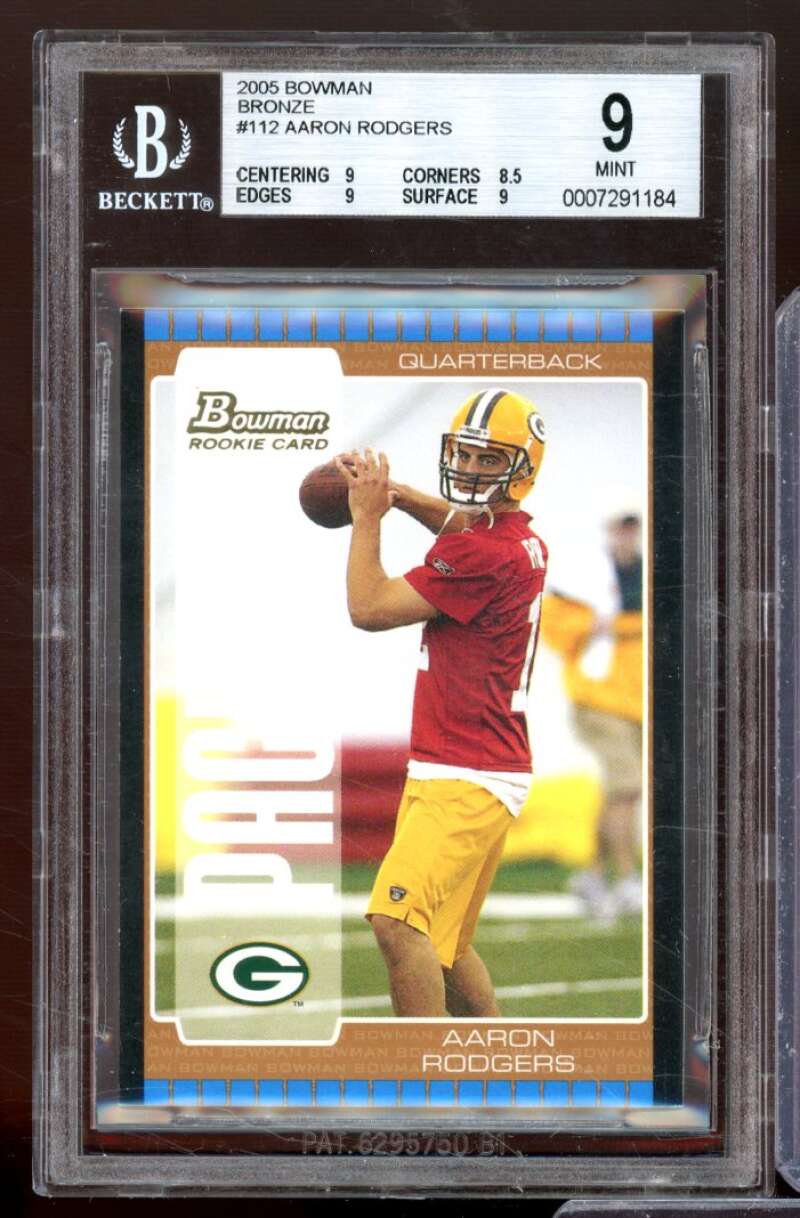 Aaron Rodgers Rookie Card 2005 Bowman Bronze #112 BGS 9 Image 1