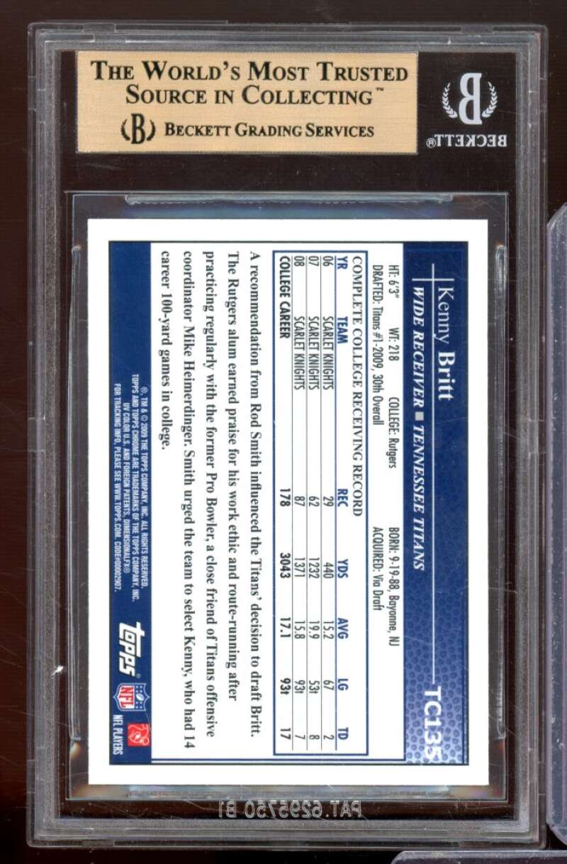 Kenny Britt Rookie Card 2009 Topps Chrome #TC135 BGS 9.5 Image 2