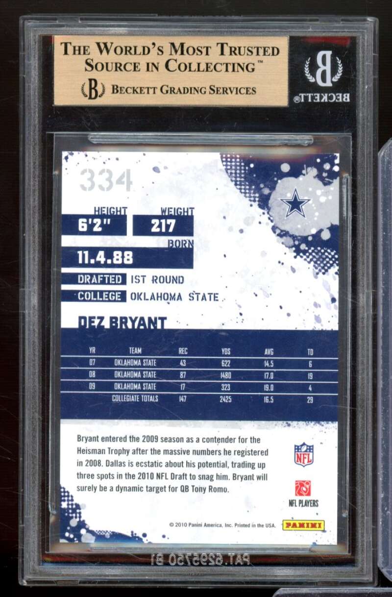 Dez Bryant Rookie Card 2010 Score #334 BGS 9.5 Image 2