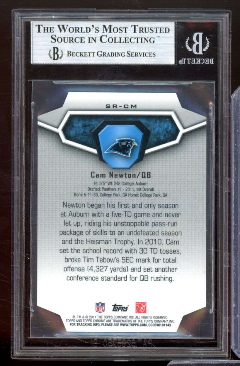 Cam Newton Rookie Card 2011 Topps Chrome Blue Refractors #SRCM BGS 8.5 Image 2