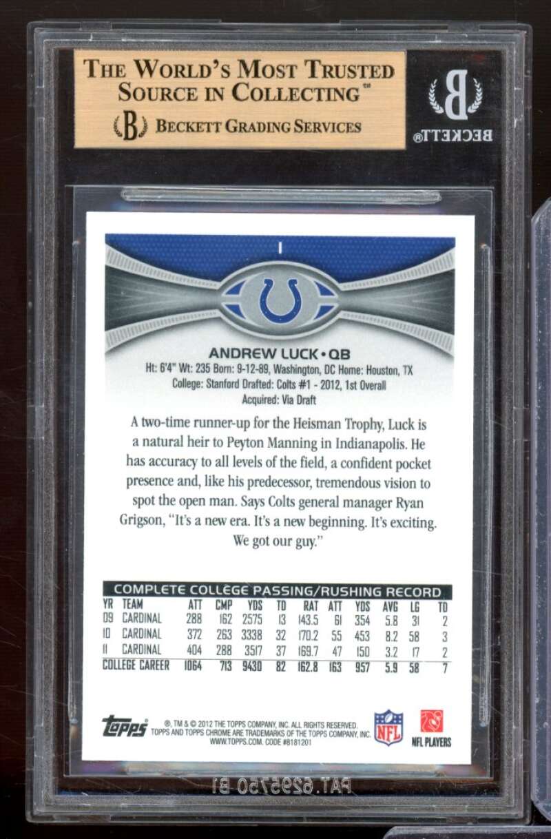 Andrew Luck Rookie Card 2012 Topps Chrome #1 BGS 9.5 Image 2