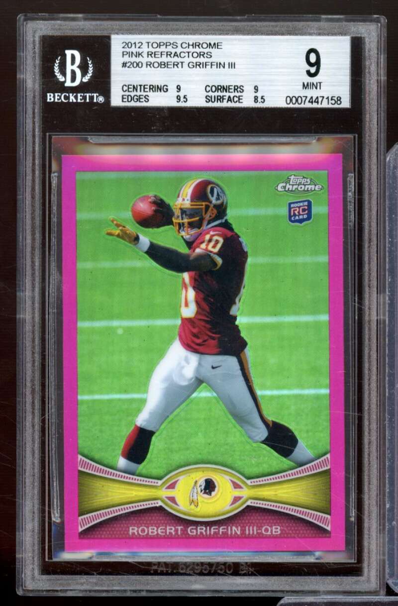 Robert Griffin III Rookie Card 2012 Topps Chrome Pink Refractors #200 BGS 9 Image 1