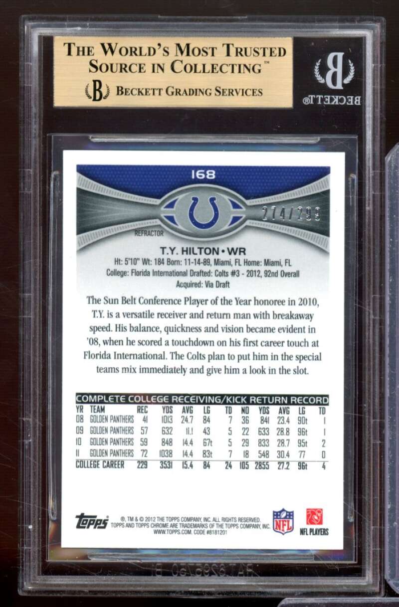 T.Y. Hilton Rookie Card 2012 Topps Chrome Black Refractors #168 BGS 9.5 Image 2