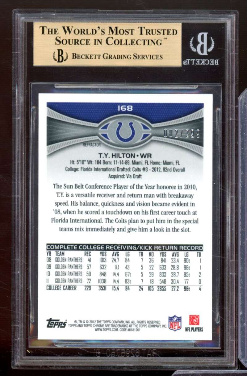 T.Y. Hilton Rookie Card 2012 Topps Chrome Black Refractors #168 BGS 9.5 Image 2