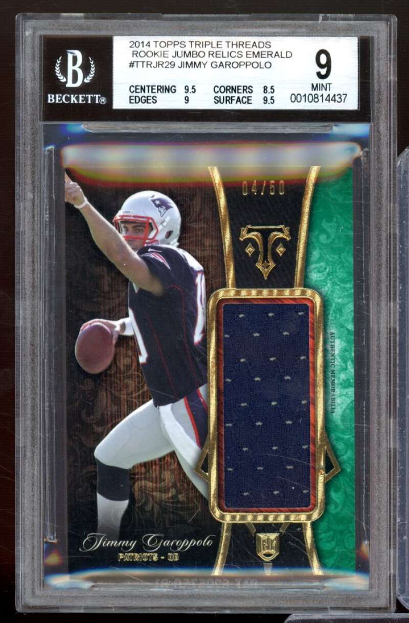 Jimmy Garoppolo Rookie Card 2014 Topps Triple Threads #TTRJR29 BGS 9 Image 1