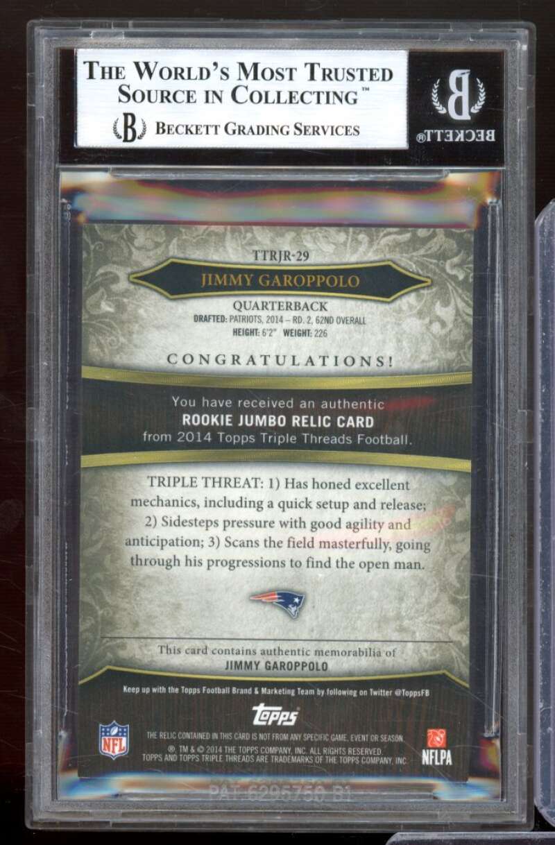 Jimmy Garoppolo Rookie Card 2014 Topps Triple Threads #TTRJR29 BGS 9 Image 2