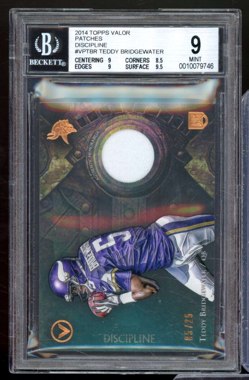 Teddy Bridgewater Rookie Card 2014 Topps Valor Patches Discipline #VPTBR BGS 9 Image 1