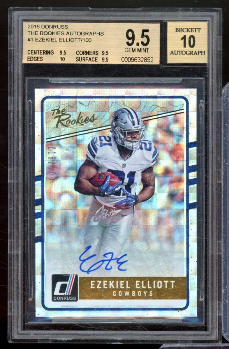 Ezekiel Elliott Rookie Card 2016 Donruss The Rookies Autograph #1 BGS 9.5 Image 1