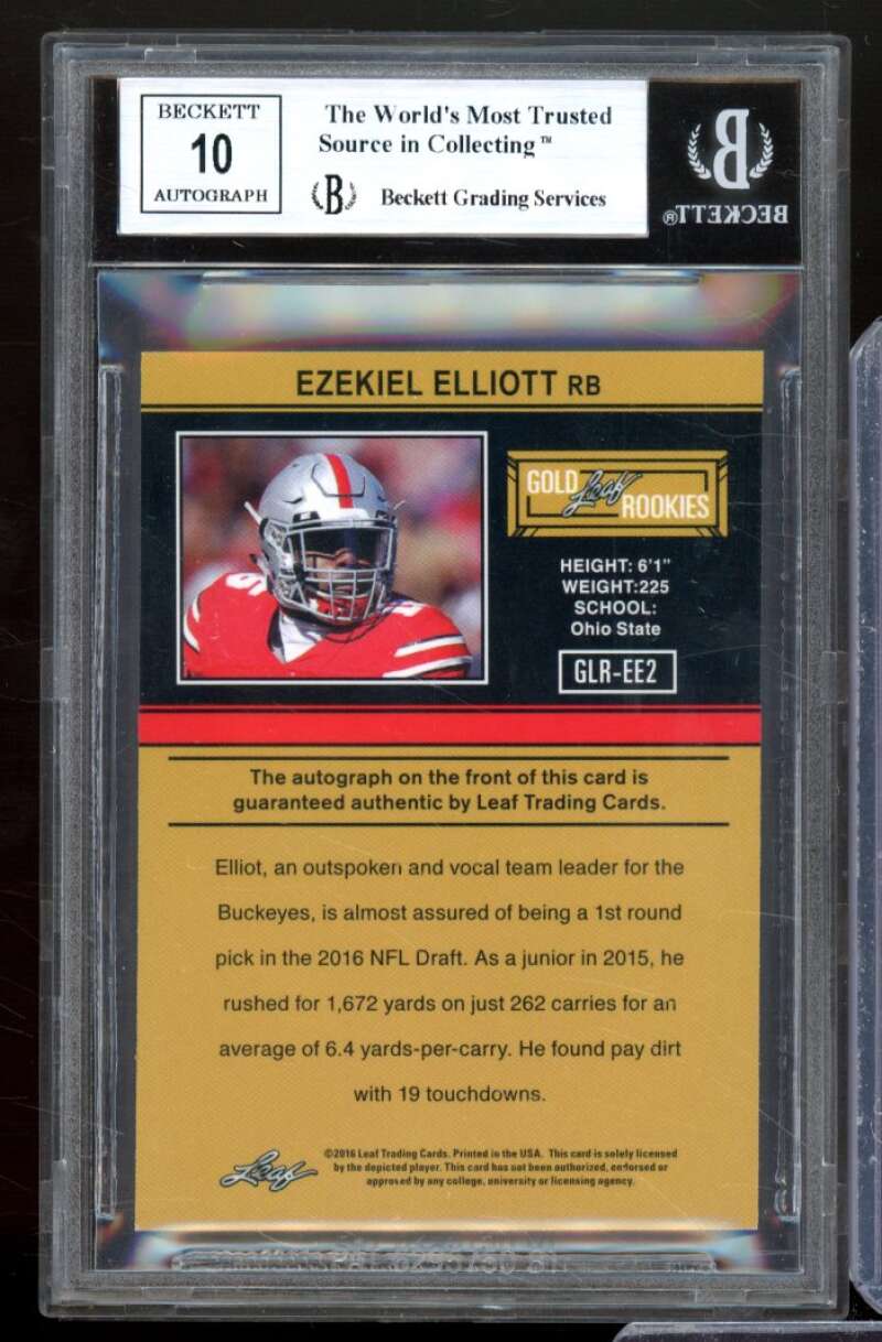 Ezekiel Elliott Rookie 2016 Ultimate Draft Autograph Red (#d 2/5) #Glree2 BGS 9 Image 2