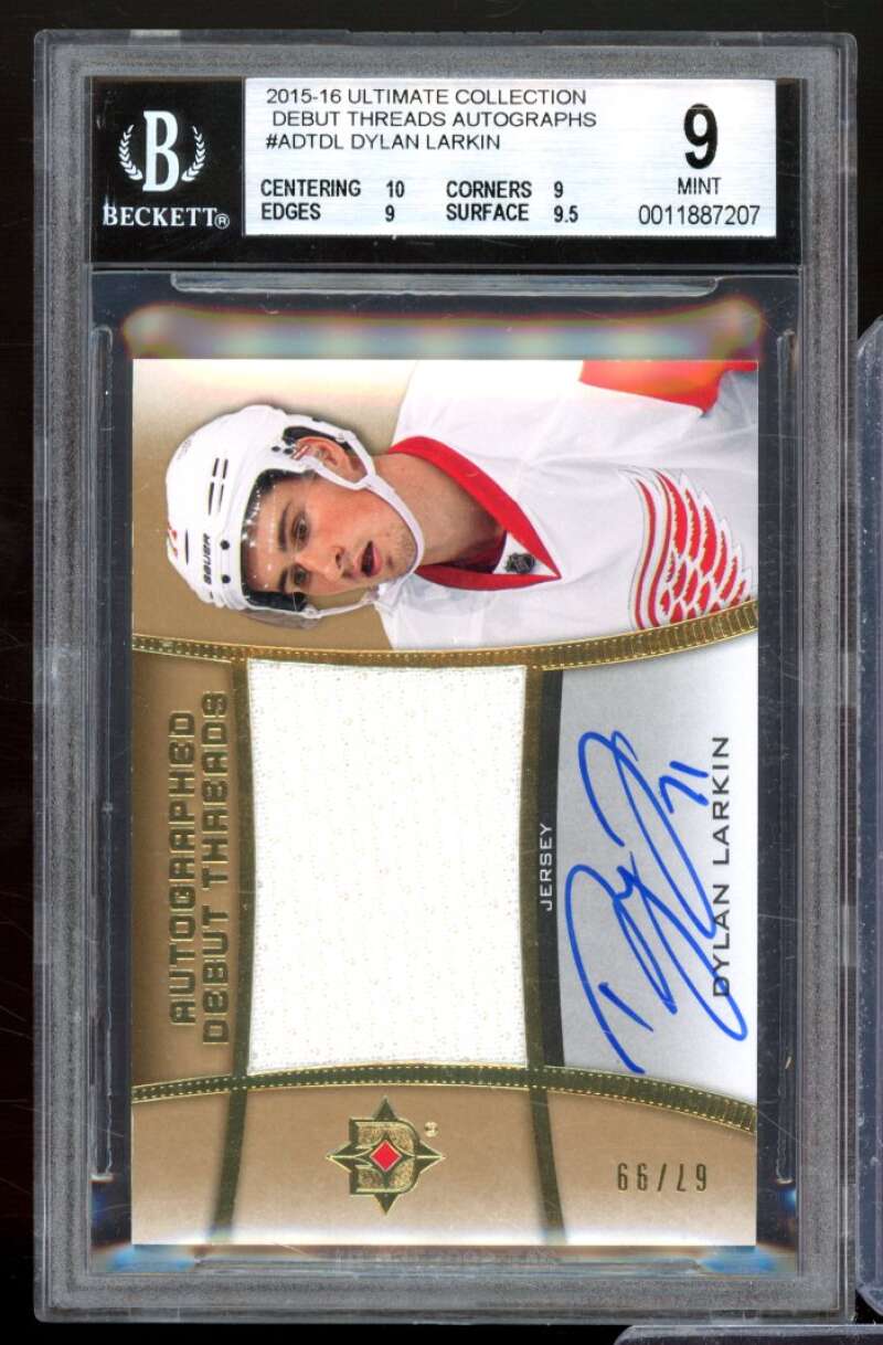 Dylan Larkin Rookie 2015-16 Ultimate Collection Threads Autographs #ADTDL BGS 9 Image 1