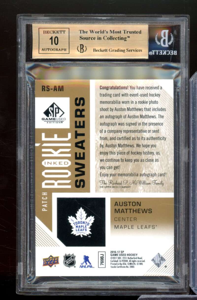 Auston Matthews 2016-17 SP Game Used Rookie Sweaters Inked Patch #RSAM BGS 9.5 Image 2