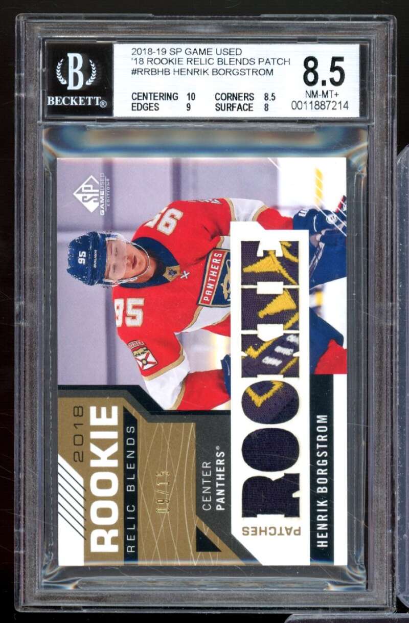 Henrik Borgstrom Rookie 2018-19 SP Game Used Relic Blends Patch #RRBHB BGS 8.5 Image 1