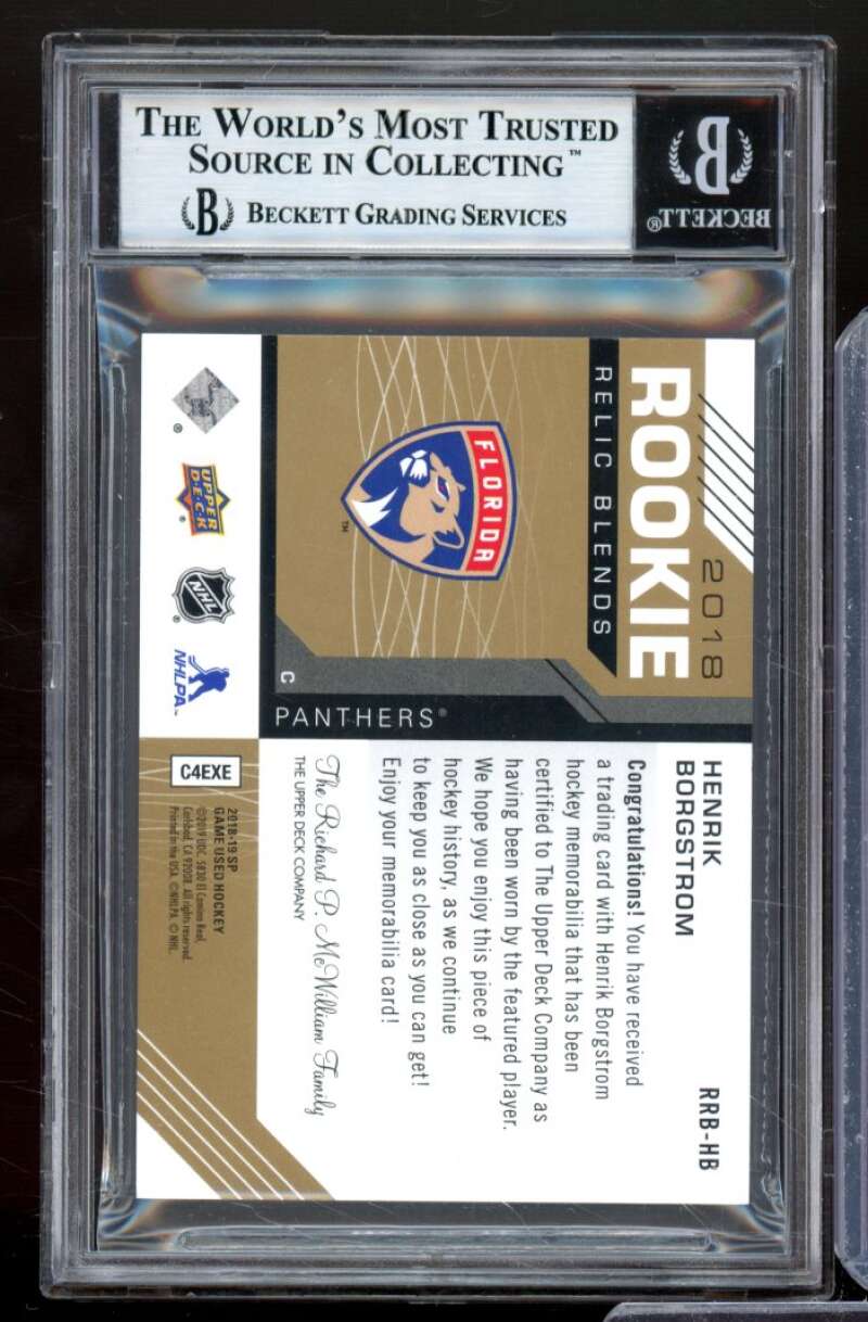 Henrik Borgstrom Rookie 2018-19 SP Game Used Relic Blends Patch #RRBHB BGS 8.5 Image 2