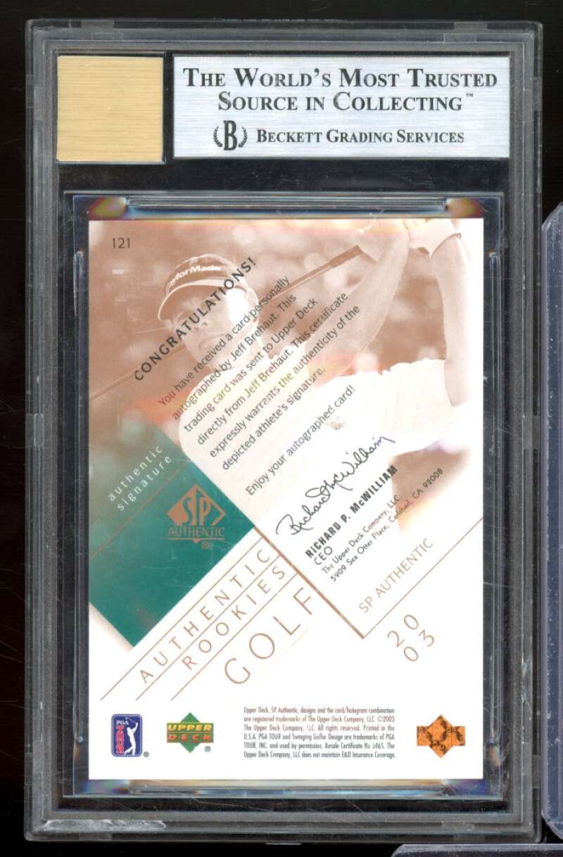 Jeff Brehaut Golf Rookie Card 2003 SP Authentic Autograph #121 BGS 9.5 Image 2