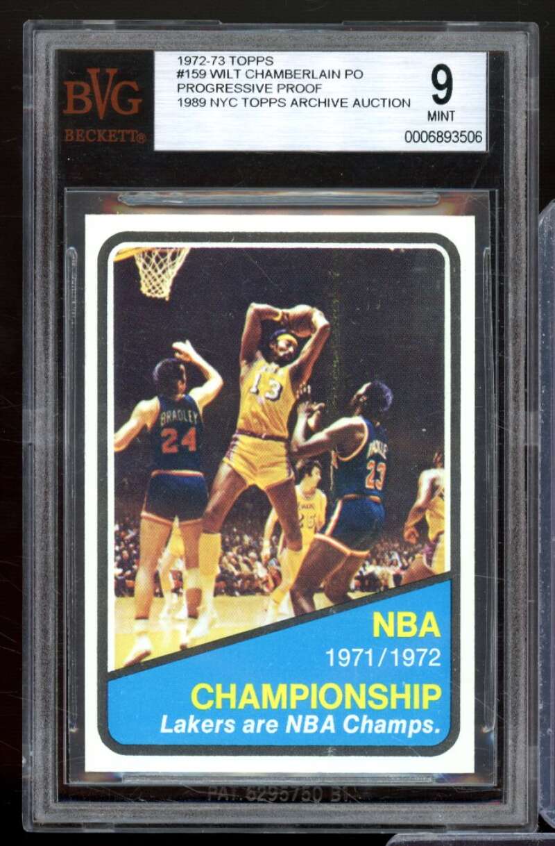 Wilt Chamberlain Card 1972-73 Topps Progressive Proof #159 BVG BGS 9 Image 1