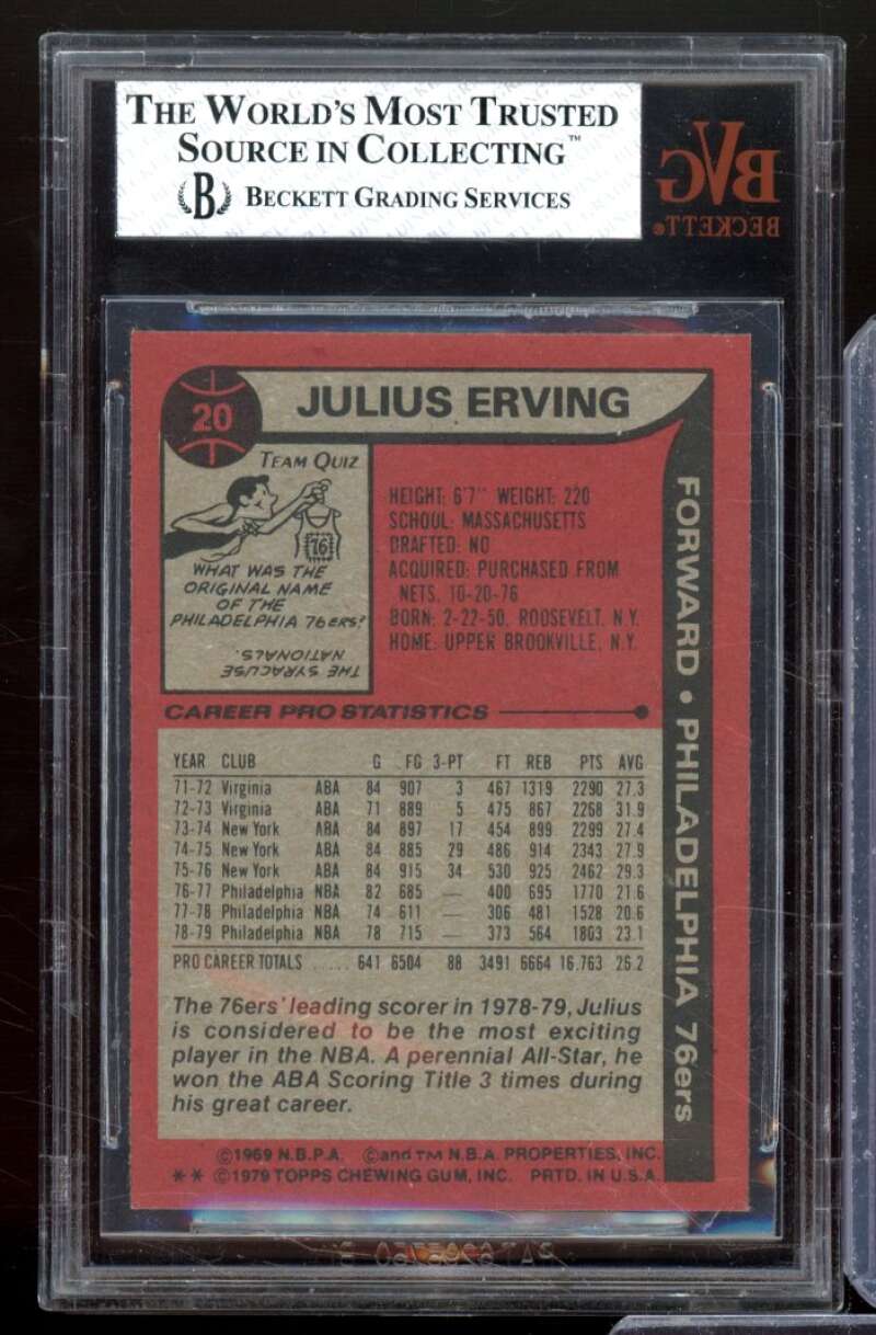 Julius Erving Card 1979-80 Topps #20 BGS 8 Image 2