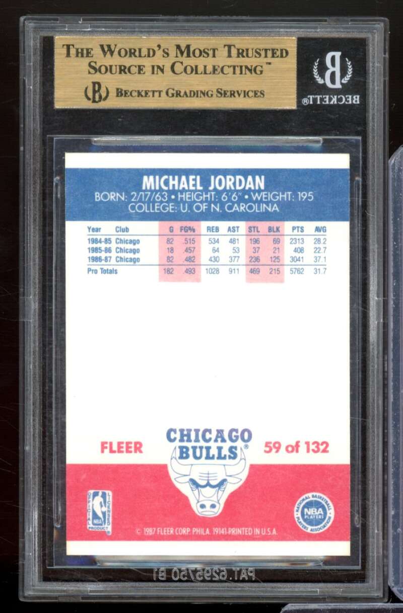 Michael Jordan Card 1987-88 Fleer #59 BGS 9.5 Image 2