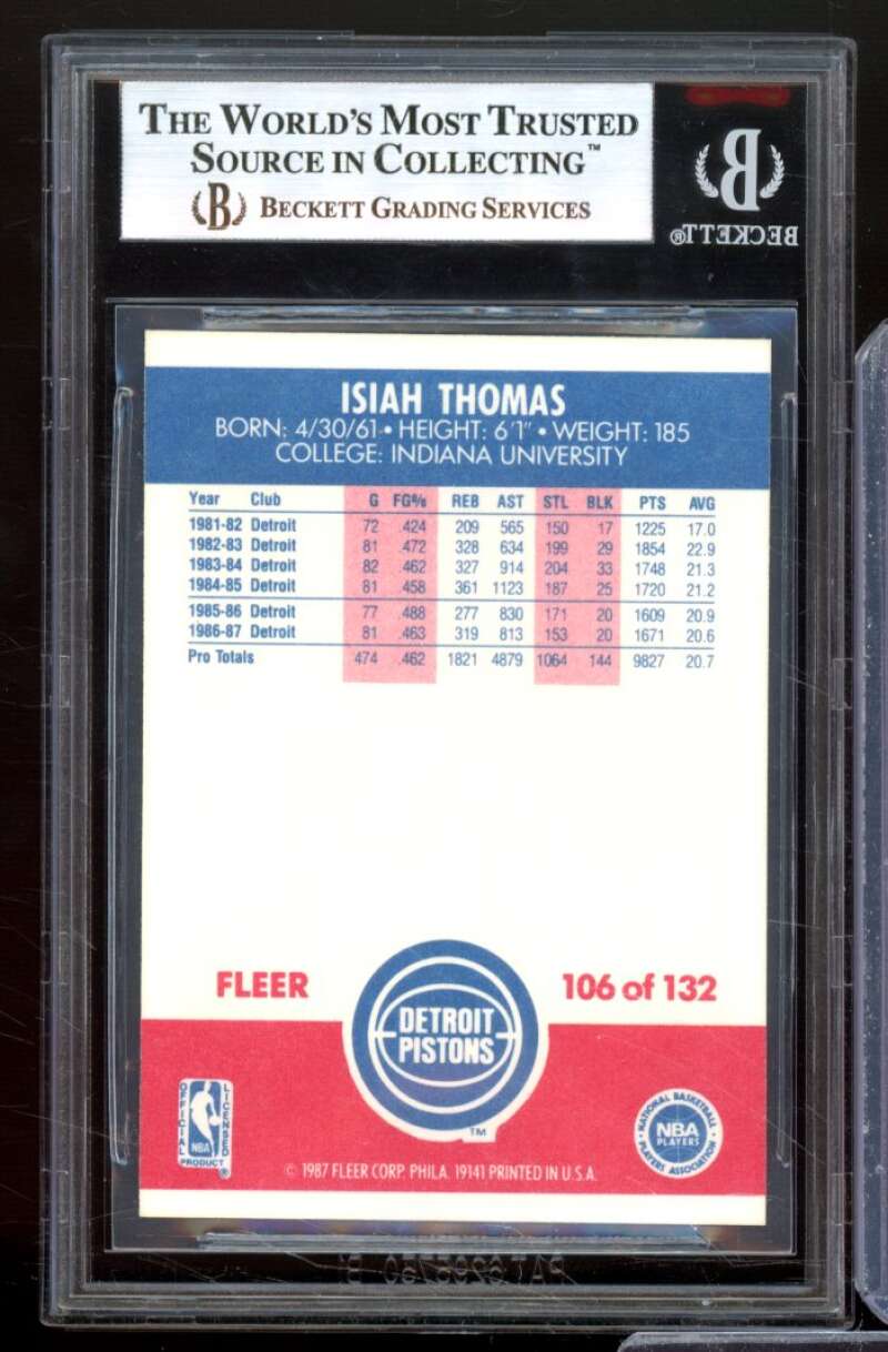 Isiah Thomas Card 1987-88 Fleer #106 BGS 8.5 Image 2