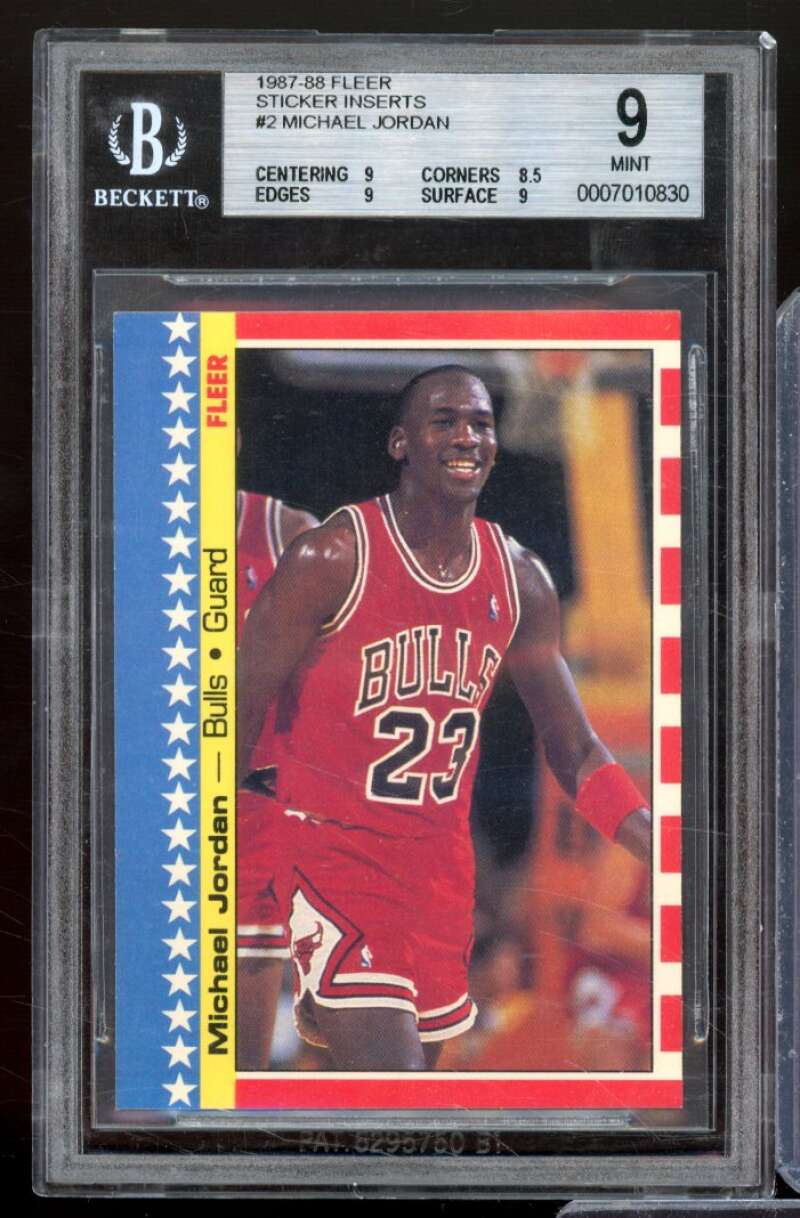 Michael Jordan Card 1987-88 Fleer Sticker Inserts #2 BGS 9 Image 1