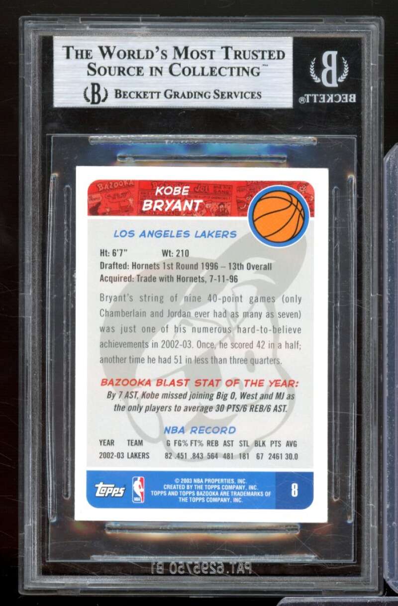 Kobe Bryant Card 2003-04 Bazooka B Minis #8 BGS 8.5 Image 2