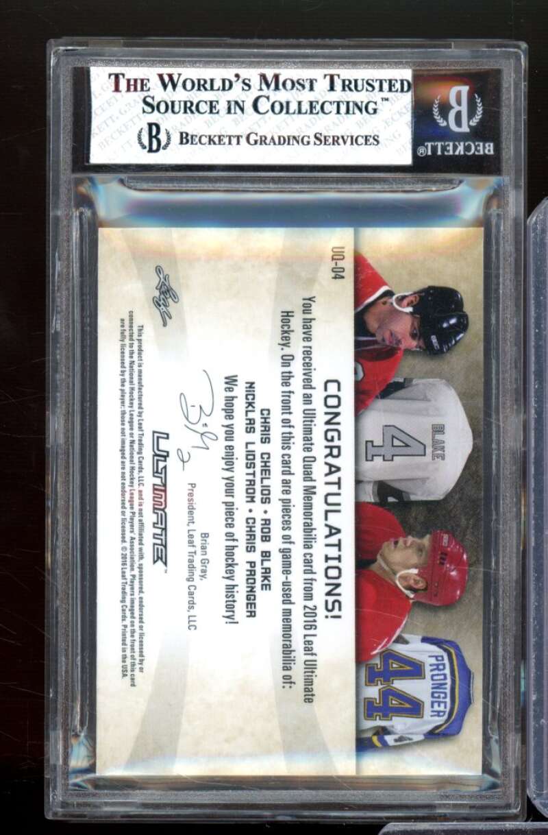 Chelios/Blake/Lidstrom/Pronger 2016-17 Ultimate Quad Memorabilia #UQO4 BGS 8 Image 2