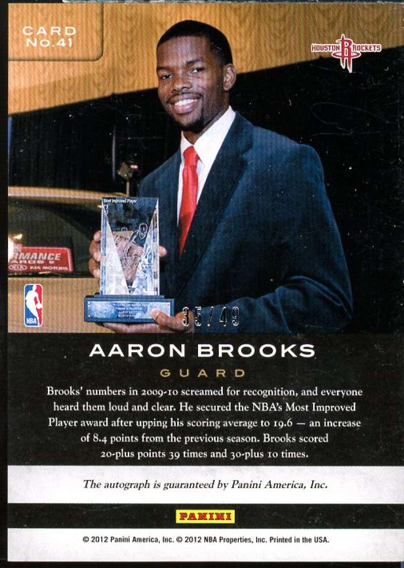 Aaron Brooks Card 2011-12 Limited Trophy Case Signatures #41  Image 2