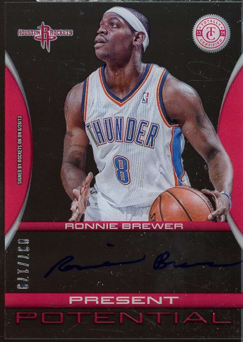 Ronnie Brewer Card 2013-14 Totally Certified Present Potential Autographs #PPRB  Image 1