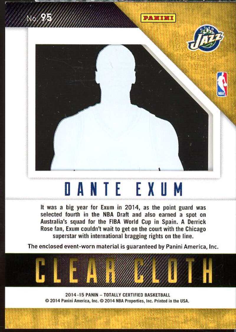 Dante Exum Rookie Card 2014-15 Totally Certified Clear Cloth Jerseys Blue #95  Image 2