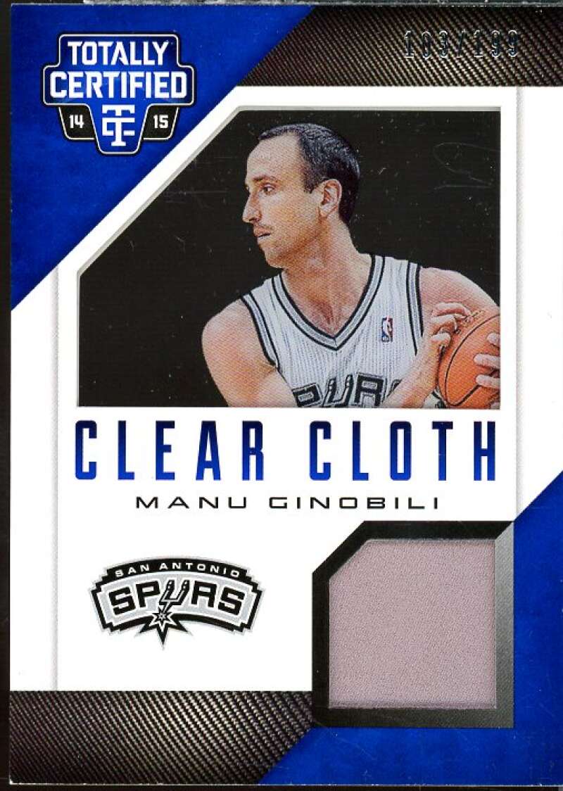 Manu Ginobili Card 2014-15 Totally Certified Clear Cloth Jerseys Blue #24  Image 1