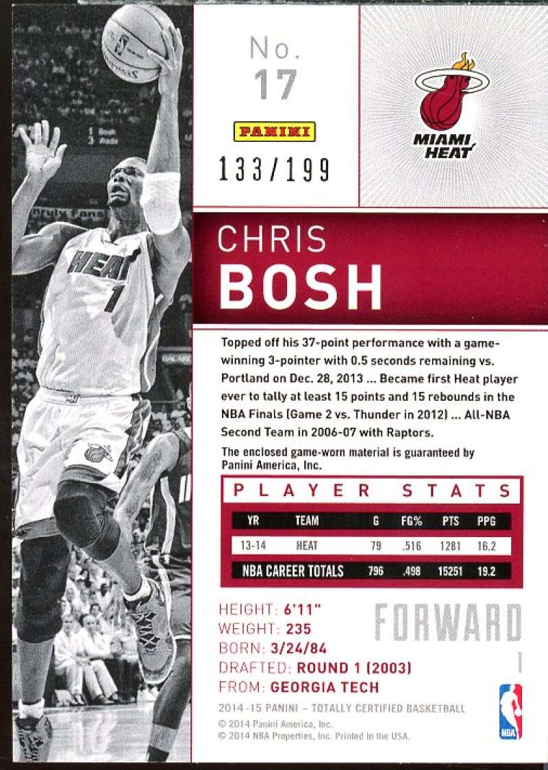 Chris Bosh Card 2014-15 Totally Certified Jerseys Blue #17  Image 2