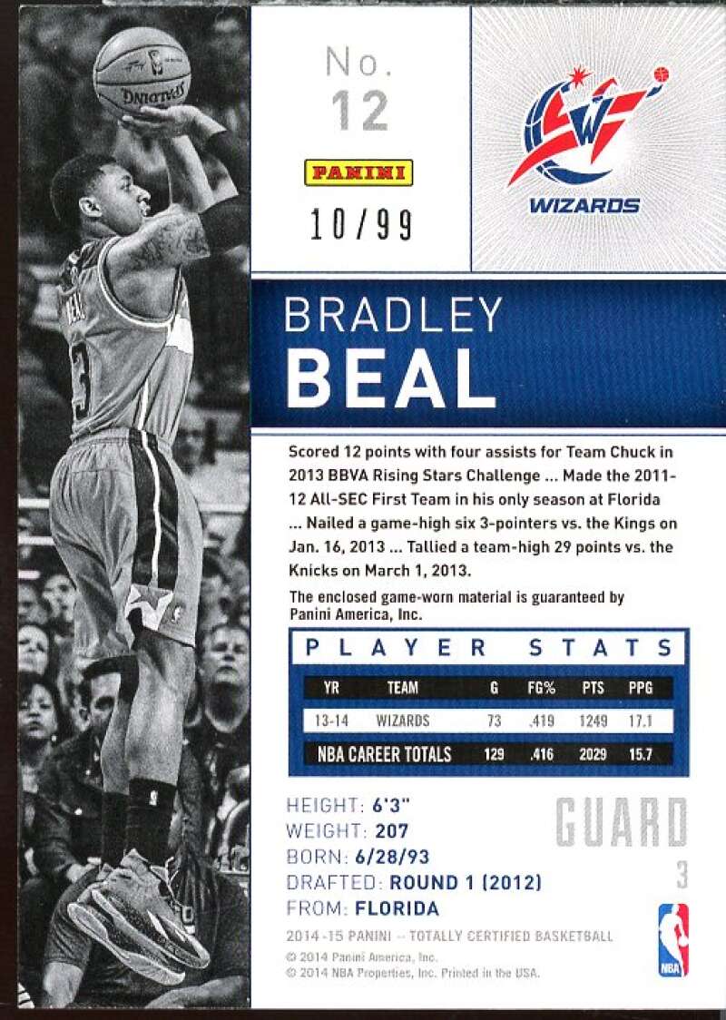 Bradley Beal Card 2014-15 Totally Certified Jerseys Blue #12  Image 2