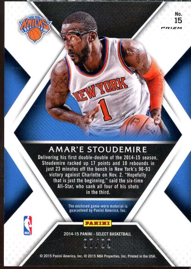 Amar'e Stoudemire Card 2014-15 Select Swatches Prizms Purple #15  Image 2