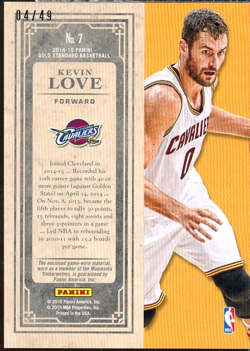 Kevin Love Card 2014-15 Panini Gold Standard White Gold Threads #7  Image 2