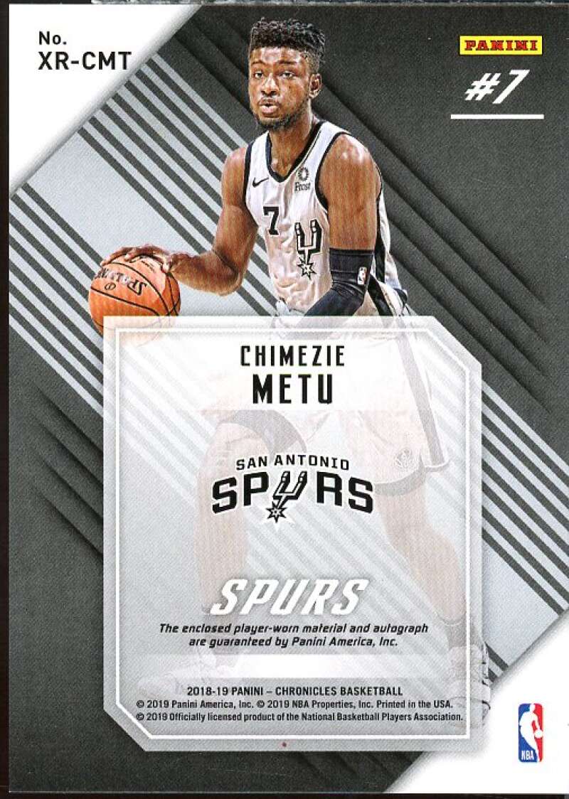 Chimezie Metu 2018-19 Panini Chronicles XR Rookie Jumbo Swatch Autographs Red #2  Image 2