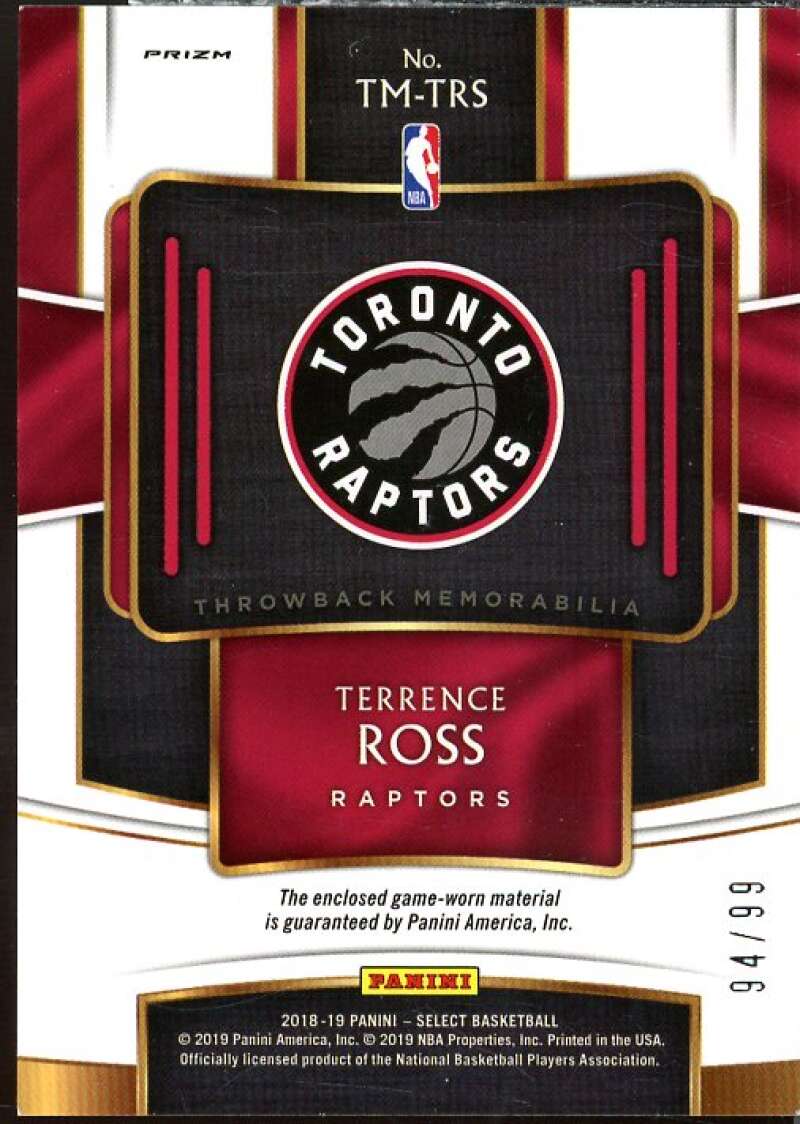 Terrence Ross Card 2018-19 Select Throwback Memorabilia Prizms Purple #30  Image 2