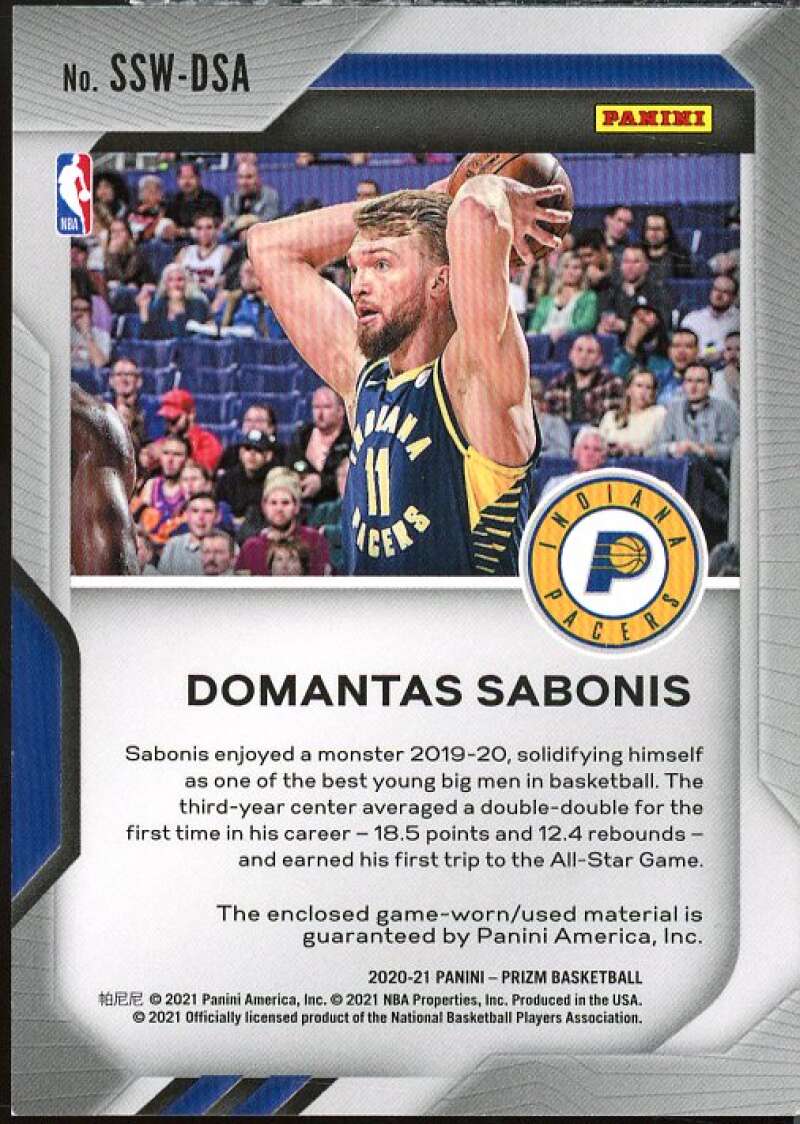 Domantas Sabonis Card 2020-21 Panini Prizm Sensational Swatches #70  Image 2