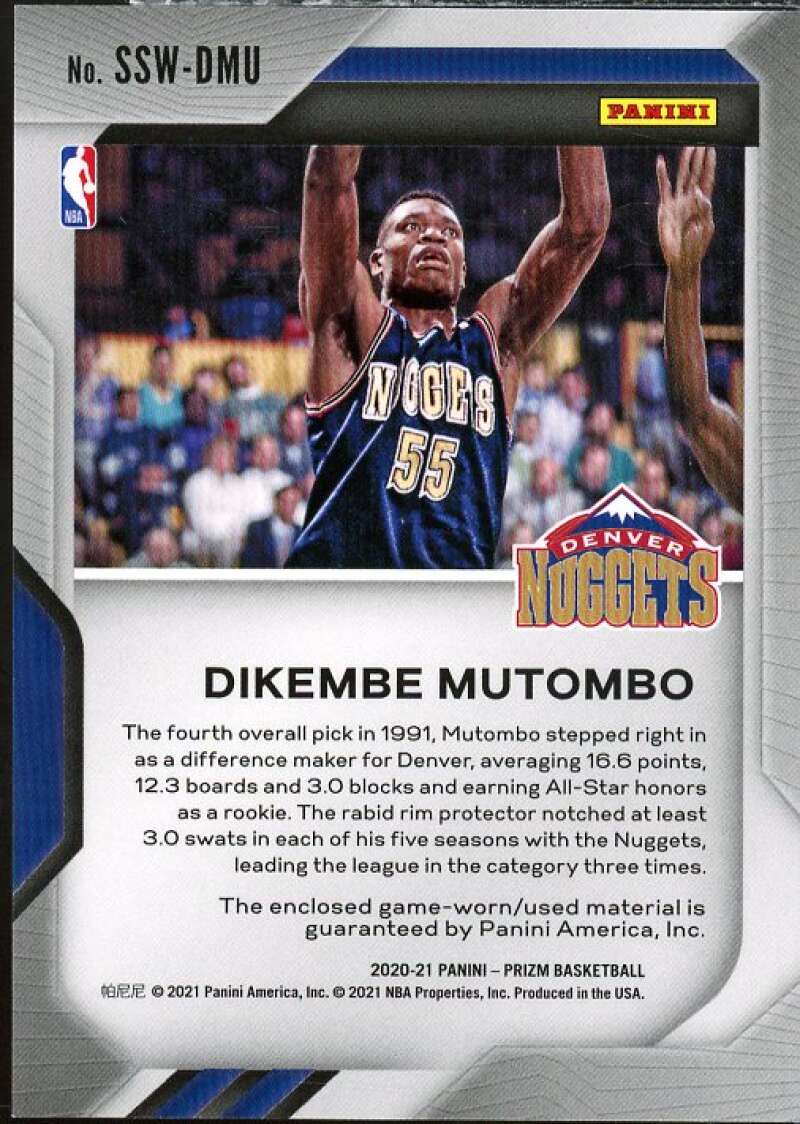 Dikembe Mutombo Card 2020-21 Panini Prizm Sensational Swatches #21  Image 2