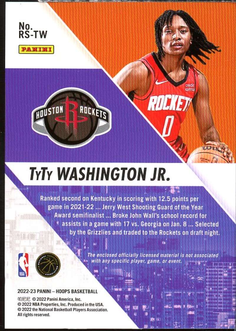 TyTy Washington Jr. Rookie Card 2022-23 Hoops Rise N Shine Memorabilia #5  Image 2