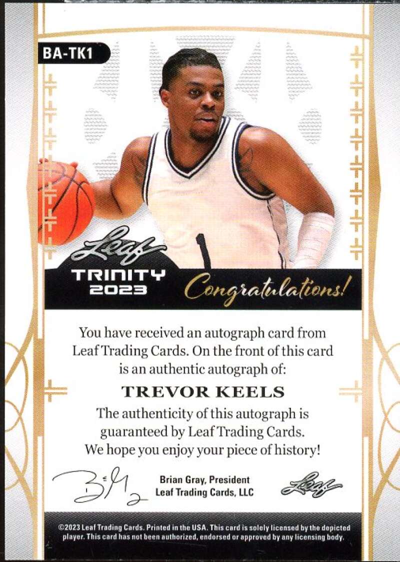 Rookie Card 2023 Leaf Trinity Trevor Keels #BA-TK1  Image 2