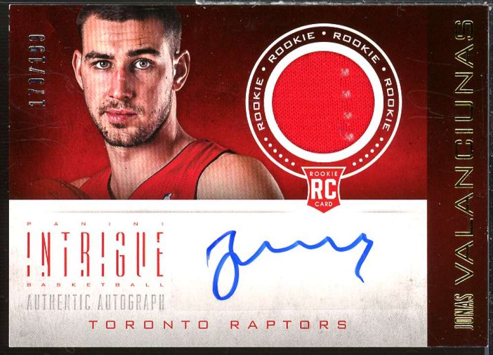 Jonas Valanciunas JSY AU/199 Rookie Card 2012-13 Panini Intrigue #127  Image 1