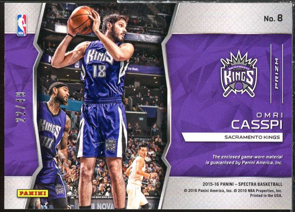 Omri Casspi Card 2015-16 Panini Spectra Franchise Fabrics #8  Image 2