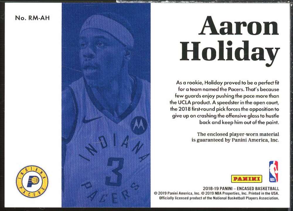 Aaron Holiday Card 2018-19 Panini Encased Rookie Materials #23  Image 2